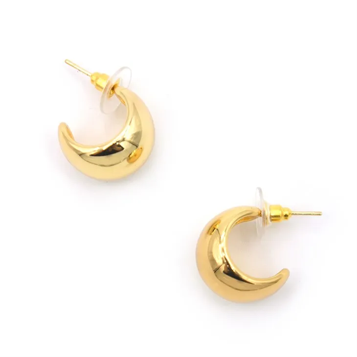 Anting-anting Stud Batu Bulan Emas