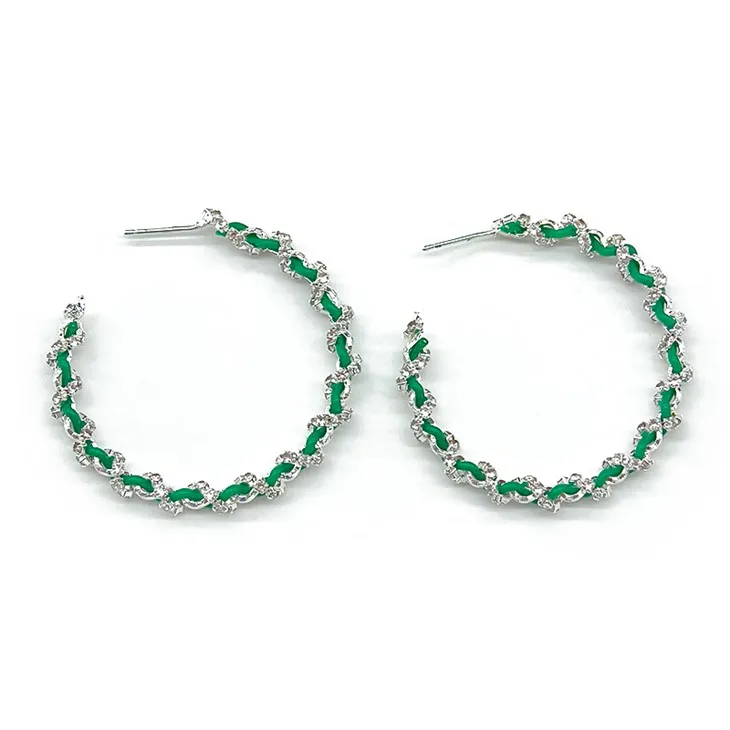 Anting Tekstur Batu Permata Hijau