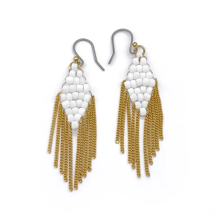 Anting Bohemian Manik Putih